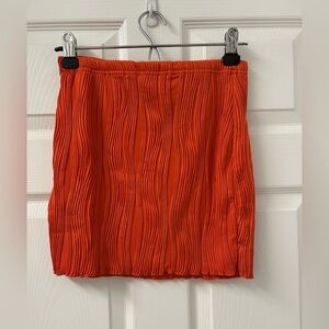 Vdiarara Orange Pleated Skirt SZ Small Stretchy